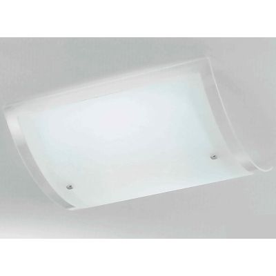 VELA GRANDE PLAFONIERA VETRO RETTANGOLARE BIANCO BORDO TRASPARENTE Illuminando - Cristalensi Shop Online