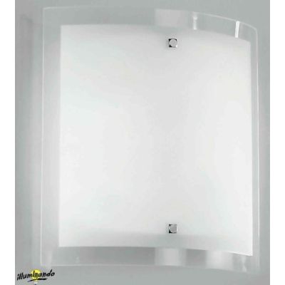 VELA MEDIA PLAFONIERA VETRO RETTANGOLARE BIANCO BORDO TRASPARENTE Illuminando - Cristalensi Shop Online