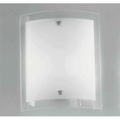 VELA PLAFONIERA PICCOLA VETRO CURVO RETTANGOLARE BIANCO CON BORDO TRASPARENTE Illuminando - Cristalensi Shop Online