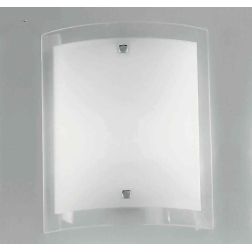 VELA PLAFONIERA PICCOLA VETRO CURVO RETTANGOLARE BIANCO CON BORDO TRASPARENTE Illuminando - Cristalensi Shop Online 2