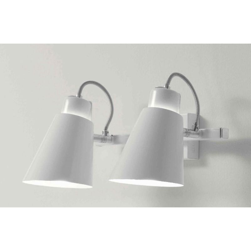 ZENO FARETTO A DUE LUCI ORIENTABILI NEL COLORE BIANCO CON PORTALAMPADE ATTACCO E27 Illuminando - Cristalensi Shop Online