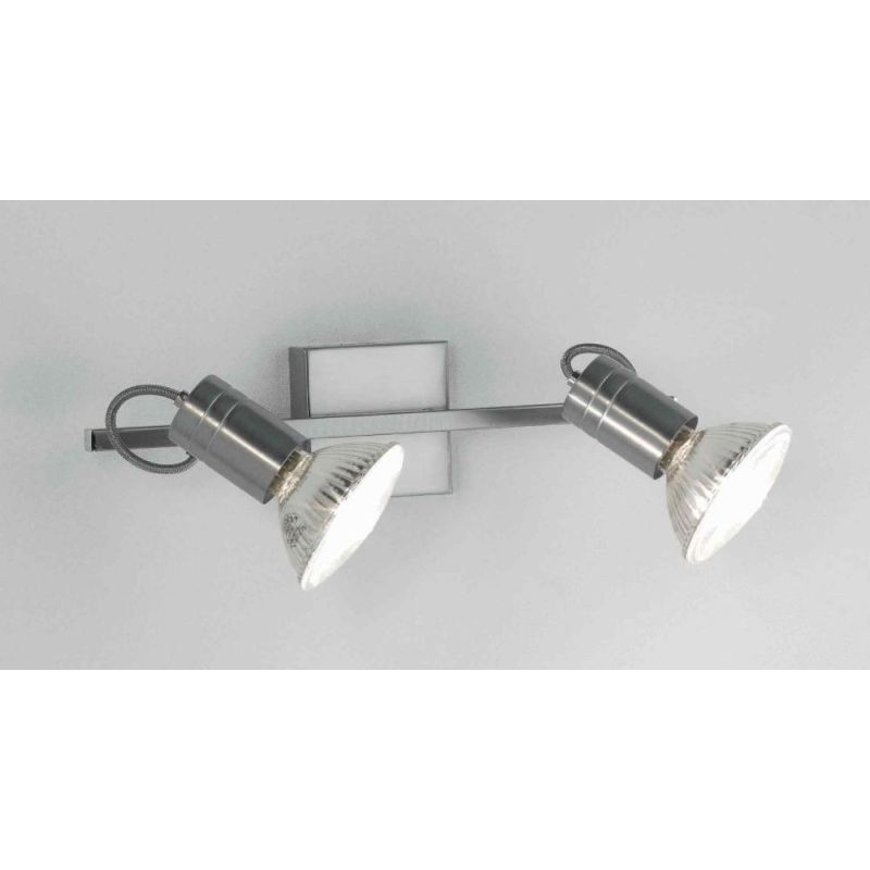 ZEUS BINARIO 2 LUCI DIREZIONABILE IN NIKEL, NERO O BIANCO CON PORTALAMPADE E27 Illuminando - Cristalensi Shop Online