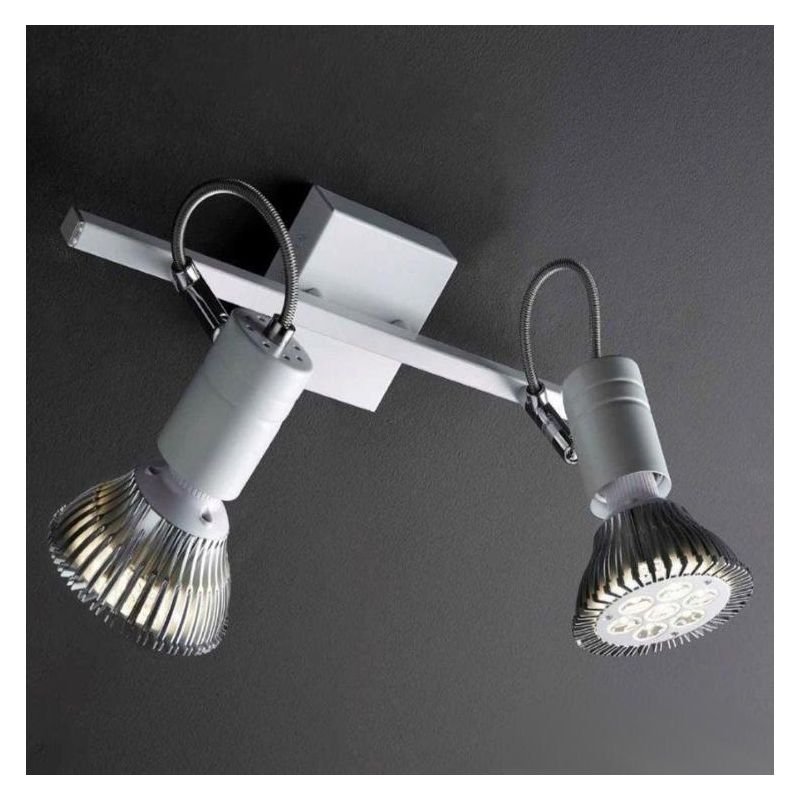 ZEUS BINARIO 2 LUCI DIREZIONABILE IN NIKEL, NERO O BIANCO CON PORTALAMPADE E27 Illuminando - Cristalensi Shop Online