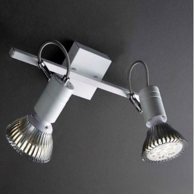 ZEUS BINARIO 2 LUCI DIREZIONABILE IN NIKEL, NERO O BIANCO CON PORTALAMPADE E27 Illuminando - Cristalensi Shop Online