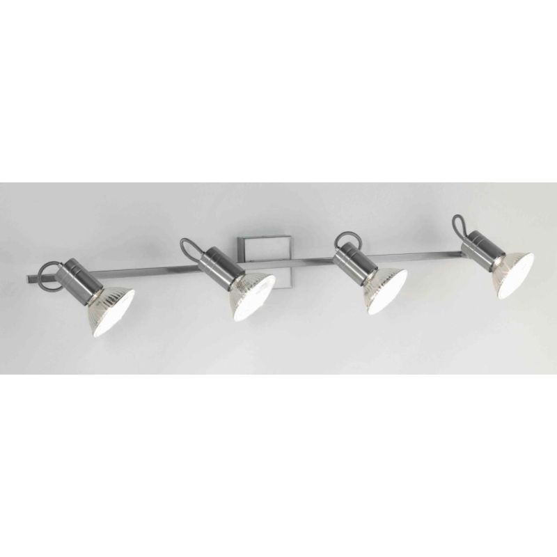ZEUS 4 BINARIO IN METALLO NIKEL SATINATO, NERO O BIANCO ATTACCO E27 LAMPADINE ESCLUSE Illuminando - Cristalensi Shop Online