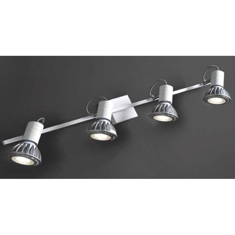 ZEUS 4 BINARIO IN METALLO NIKEL SATINATO, NERO O BIANCO ATTACCO E27 LAMPADINE ESCLUSE Illuminando - Cristalensi Shop Online