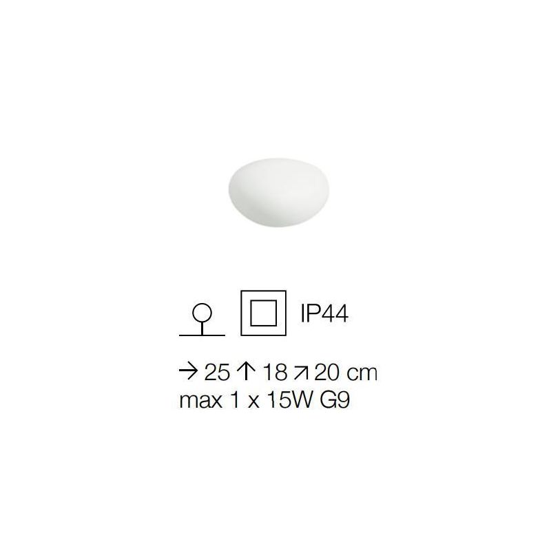 SASSO LUMINOSO PER ARREDO GIARDINO IP44 DIAMETRO 25 CM BIANCO OPACO MODERNO CRISTALENSI - Cristalensi Shop Online