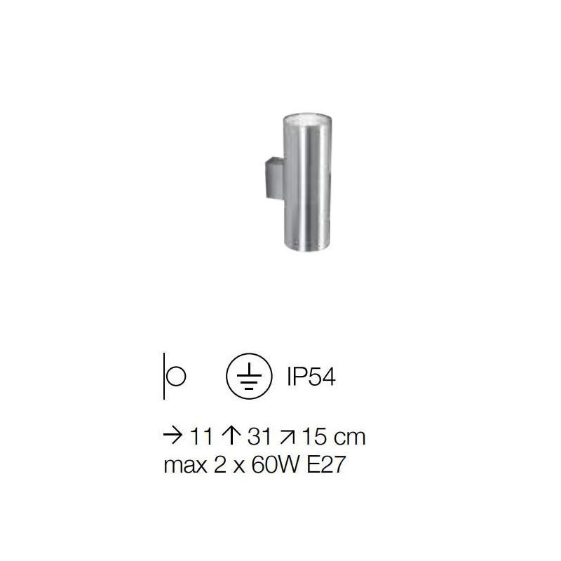 LAMPADA DA PARETE PER ESTERNO IP44 A FORMA CILINDRICA 2 X E27 IN 6 COLORI MODERNA CRISTALENSI - Cristalensi Shop Online