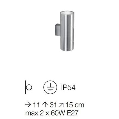 LAMPADA DA PARETE PER ESTERNO IP44 A FORMA CILINDRICA 2 X E27 IN 6 COLORI MODERNA CRISTALENSI - Cristalensi Shop Online