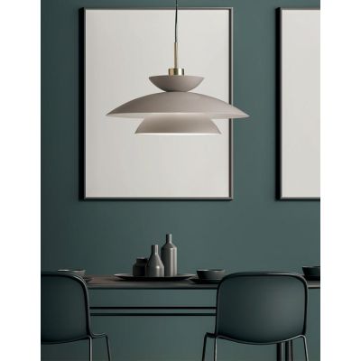 KLOE SOSPENSIONE SINGOLA MODERNA IN METALLO TORTORA DIAMETRO CM 60 MARCHIO MILOOX LAMPADINA ATTACCO E27 Miloox - Cristalensi Sho