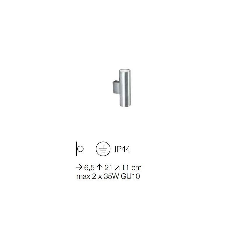 LAMPADA DA PARETE PER ESTERNO IN ALLUMINIO IP44 IN 6 COLORI 2XGU10 LUCE SOPRA SOTTO CRISTALENSI - Cristalensi Shop Online