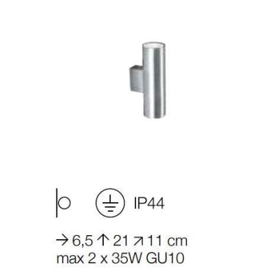 LAMPADA DA PARETE PER ESTERNO IN ALLUMINIO IP44 IN 6 COLORI 2XGU10 LUCE SOPRA SOTTO CRISTALENSI - Cristalensi Shop Online