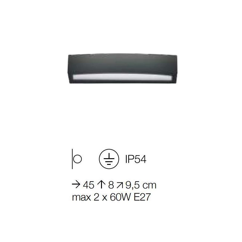 APPLIQUE RETTANGOLARE PER ESTERNO IP54 2 LAMPADINE E27 DISPONIBILE IN 5 COLORI CRISTALENSI - Cristalensi Shop Online
