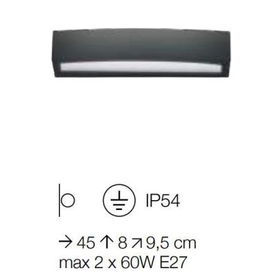 APPLIQUE RETTANGOLARE PER ESTERNO IP54 2 LAMPADINE E27 DISPONIBILE IN 5 COLORI CRISTALENSI - Cristalensi Shop Online