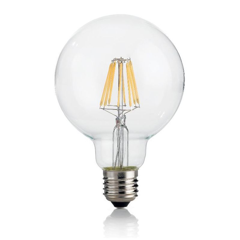 LAMPADINA GLOBO DIAMETRO 95 MM LED 8W ATTACCO E27 LUCE 3000K O 4000K TRASPARENTE CRISTALENSI - Cristalensi Shop Online