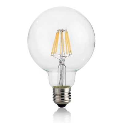 LAMPADINA GLOBO DIAMETRO 95 MM LED 8W ATTACCO E27 LUCE 3000K O 4000K TRASPARENTE CRISTALENSI - Cristalensi Shop Online