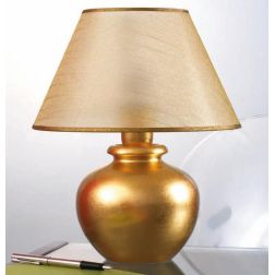 LAMPADA DA TAVOLO IN TERRACOTTA FOGLIA ORO CON PARALUME IN TESSUTO MADE IN ITALY DELLA IMAS IMAS - Cristalensi Shop Online 2