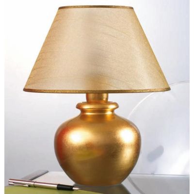 LAMPADA DA TAVOLO IN TERRACOTTA FOGLIA ORO CON PARALUME IN TESSUTO MADE IN ITALY DELLA IMAS IMAS - Cristalensi Shop Online