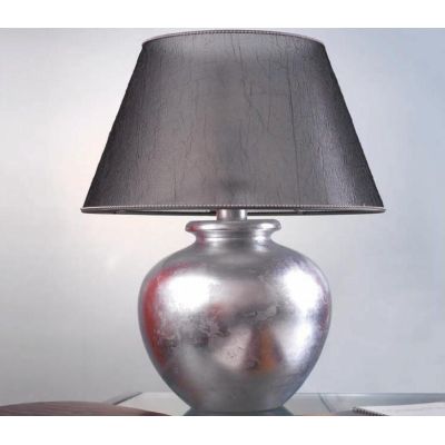 LAMPADA DA TAVOLO IN TERRACOTTA FOGLIA ARGENTO CON PARALUME IN TESSUTO MADE IN ITALY DELLA IMAS IMAS - Cristalensi Shop Online