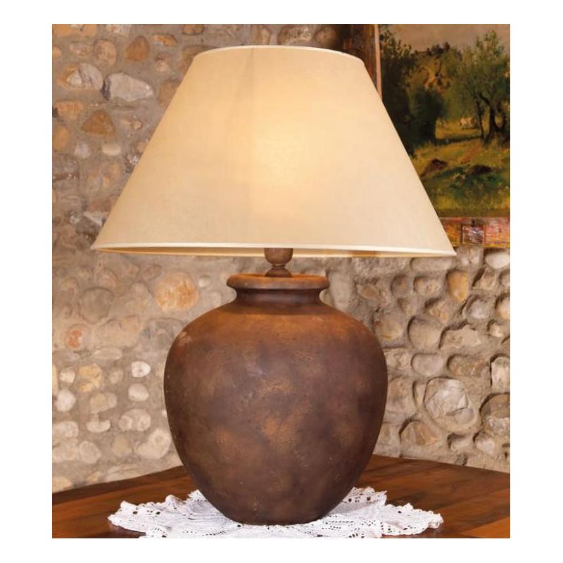 LAMPADA DA TAVOLO STILE RUSTICO CON BASE IN TERRACOTTA E PARALUME MADE IN ITALY DELLA IMAS IMAS - Cristalensi Shop Online