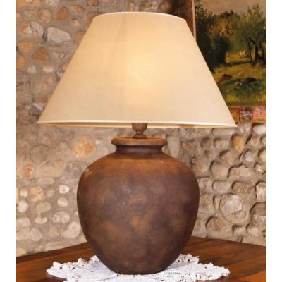 LAMPADA DA TAVOLO STILE RUSTICO CON BASE IN TERRACOTTA E PARALUME MADE IN ITALY DELLA IMAS IMAS - Cristalensi Shop Online