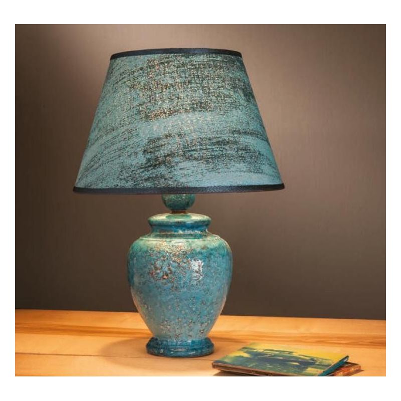 LAMPADA DA TAVOLO DECORATA A MANO IN TERRACOTTA CON PARALUME MADE IN ITALY DELLA IMAS IMAS - Cristalensi Shop Online