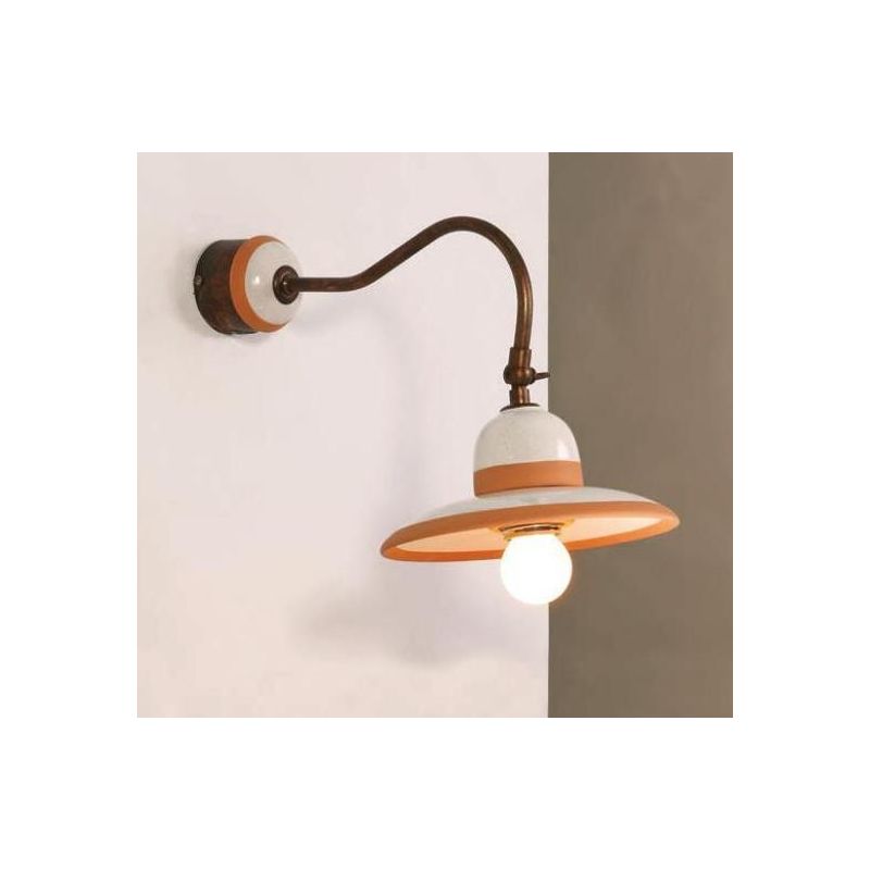 APPLIQUE IN TERRACOTTA DECORATA A MANO E OTTONE INVECCHIATO CON SNODO PRODOTTA IN ITALIA IMAS - Cristalensi Shop Online