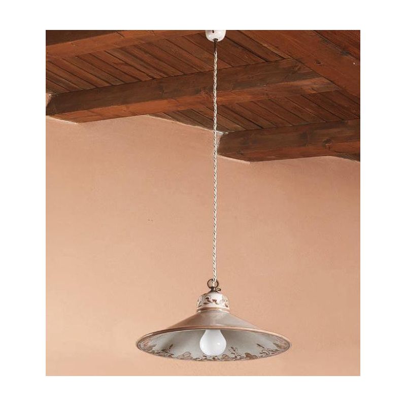 SOSPENSIONE SINGOLA IN TERRACOTTA DECORATA A MANO PRODOTTA IN ITALIA DALLA IMAS IMAS - Cristalensi Shop Online
