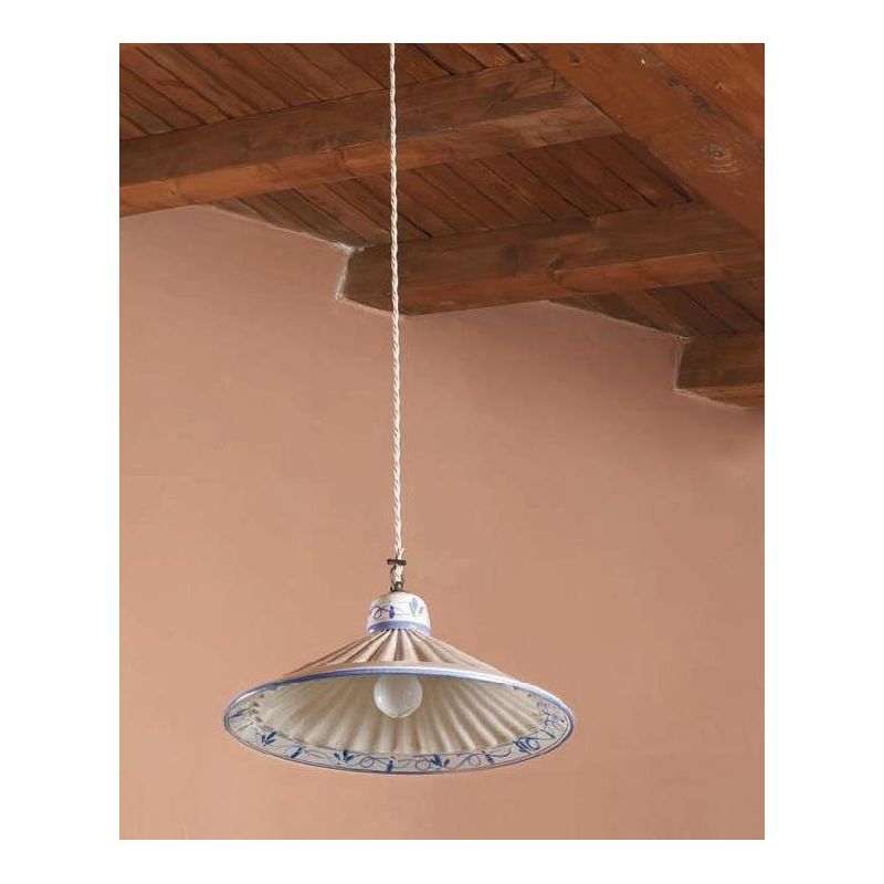 SOSPENSIONE IN TERRACOTTA DECORATA A MANO EFFETTO PLISSE MADE IN ITALY DELLA IMAS IMAS - Cristalensi Shop Online