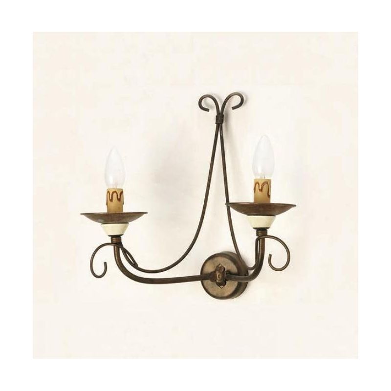 APPLIQUE 2 LUCI STILE RUSTICO IN FERRO FORGIATO A MANO MADE IN ITALY DELLA IMAS IMAS - Cristalensi Shop Online