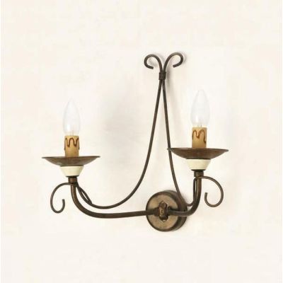 APPLIQUE 2 LUCI STILE RUSTICO IN FERRO FORGIATO A MANO MADE IN ITALY DELLA IMAS IMAS - Cristalensi Shop Online