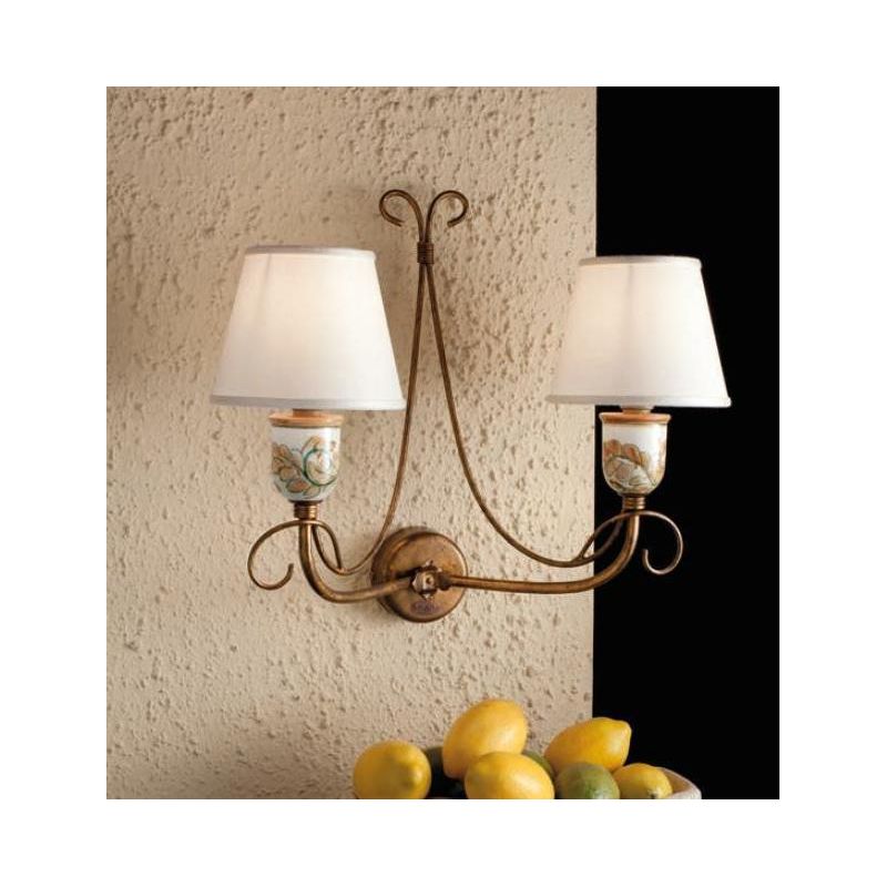 APPLIQUE 2 LUCI CON PARALUMI STILE RUSTICO IN FERRO FORGIATO A MANO MADE IN ITALY DELLA IMAS IMAS - Cristalensi Shop Online