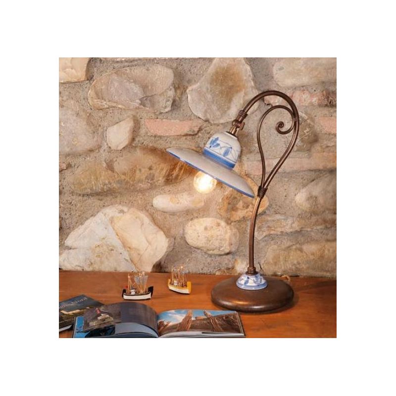 LAMPADA DA TAVOLO IN CERAMICA E FERRO FORGIATO A MANO MADE IN ITALY DELLA IMAS IMAS - Cristalensi Shop Online