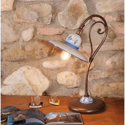 LAMPADA DA TAVOLO IN CERAMICA E FERRO FORGIATO A MANO MADE IN ITALY DELLA IMAS IMAS - Cristalensi Shop Online