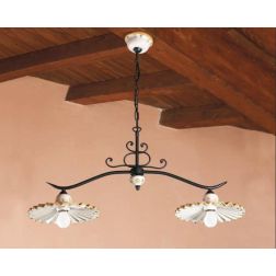 BILANCIERE 2 LUCI STILE RUSTICO IN TERRACOTTA DECORATA E FERRO FORGIATO A MANO MADE IN ITALY IMAS - Cristalensi Shop Online 2