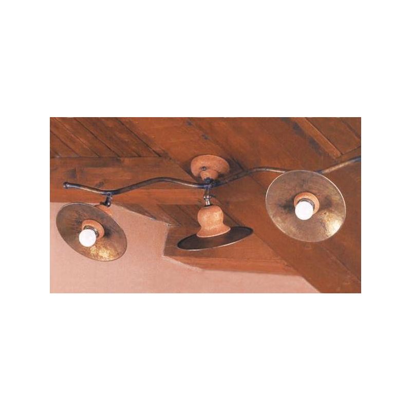 PLAFONIERA A BINARIO RUSTICO IN OTTONE INVECCHIATO PRODOTTO IN ITALIA DALLA IMAS IMAS - Cristalensi Shop Online