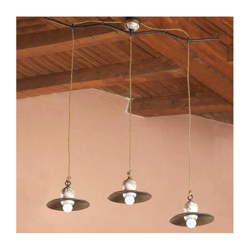 LAMPADARIO A BILANCIERE RUSTICO IN OTTONE INVECCHIATO PRODOTTO IN ITALIA DALLA IMAS IMAS - Cristalensi Shop Online