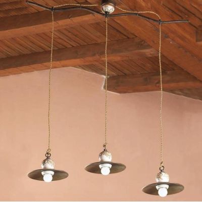 LAMPADARIO A BILANCIERE RUSTICO IN OTTONE INVECCHIATO PRODOTTO IN ITALIA DALLA IMAS IMAS - Cristalensi Shop Online