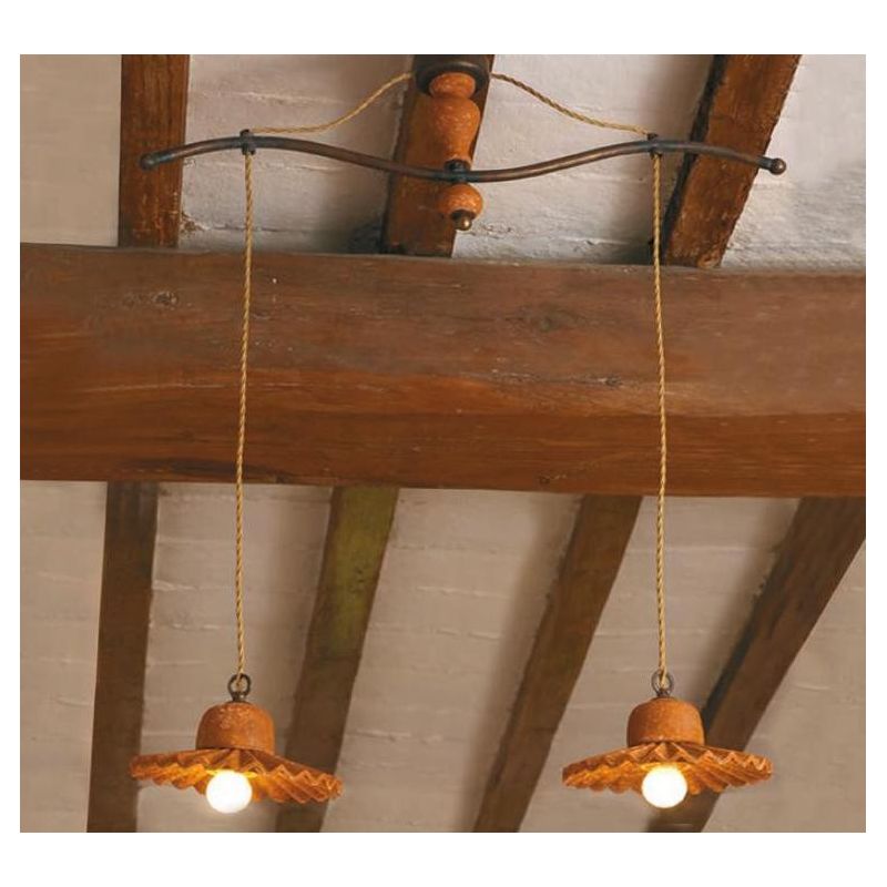 SOSPENSIONE A BILANCIERE RUSTICO IN TERRACOTTA E OTTONE PRODOTTO IN ITALIA DALLA IMAS IMAS - Cristalensi Shop Online