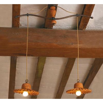 SOSPENSIONE A BILANCIERE RUSTICO IN TERRACOTTA E OTTONE PRODOTTO IN ITALIA DALLA IMAS IMAS - Cristalensi Shop Online