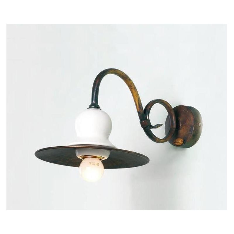 APPLIQUE STILE RUSTICO IN OTTONE INVECCHIATO E CERAMICA MADE IN ITALY IMAS - Cristalensi Shop Online