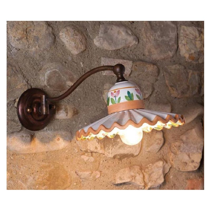 APPLIQUE RUSTICA CON PIATTO PLISSE IN TERRACOTTA DECORATO A MANO DELLA IMAS IMAS - Cristalensi Shop Online