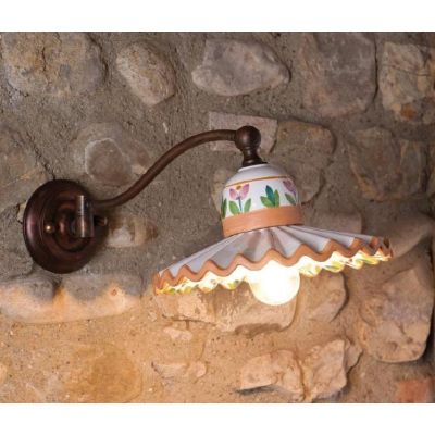APPLIQUE RUSTICA CON PIATTO PLISSE IN TERRACOTTA DECORATO A MANO DELLA IMAS IMAS - Cristalensi Shop Online