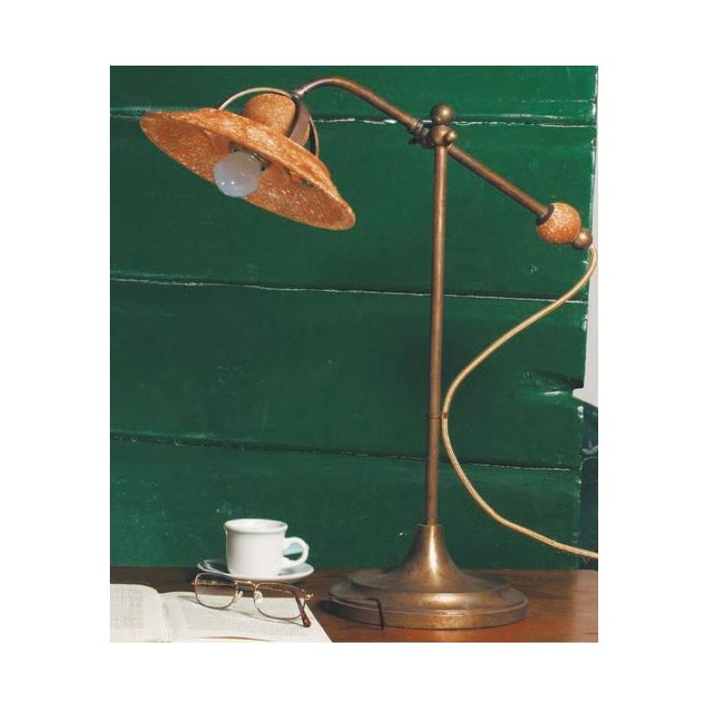LAMPADA DA TAVOLO RUSTICA CON SNODO IN OTTONE INVECCHIATO E TERRACOTTA DELLA IMAS IMAS - Cristalensi Shop Online