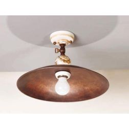 PLAFONIERA IN OTTONE E CERAMICA DECORATA A MANO IN STILE RUSTICO PRODOTTO IN ITALIA DALLA IMAS IMAS - Cristalensi Shop Online 2