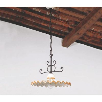 SOSPENSIONE RUSTICA IN TERRACOTTA DECORATA E FERRO FORGIATO A MANO MADE IN ITALY DELLA IMAS IMAS - Cristalensi Shop Online