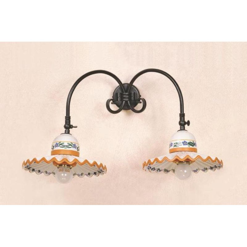 APPLIQUE 2 LUCI IN TERRACOTTA DECORATA CON SNODO STILE RUSTICO MADE IN ITALY DELLA IMAS IMAS - Cristalensi Shop Online