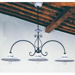 LAMPADARIO BILANCIA 3 LUCI RUSTICO IN TERRACOTTA DECORATA A MANO MADE IN ITALY DELLA IMAS IMAS - Cristalensi Shop Online 2