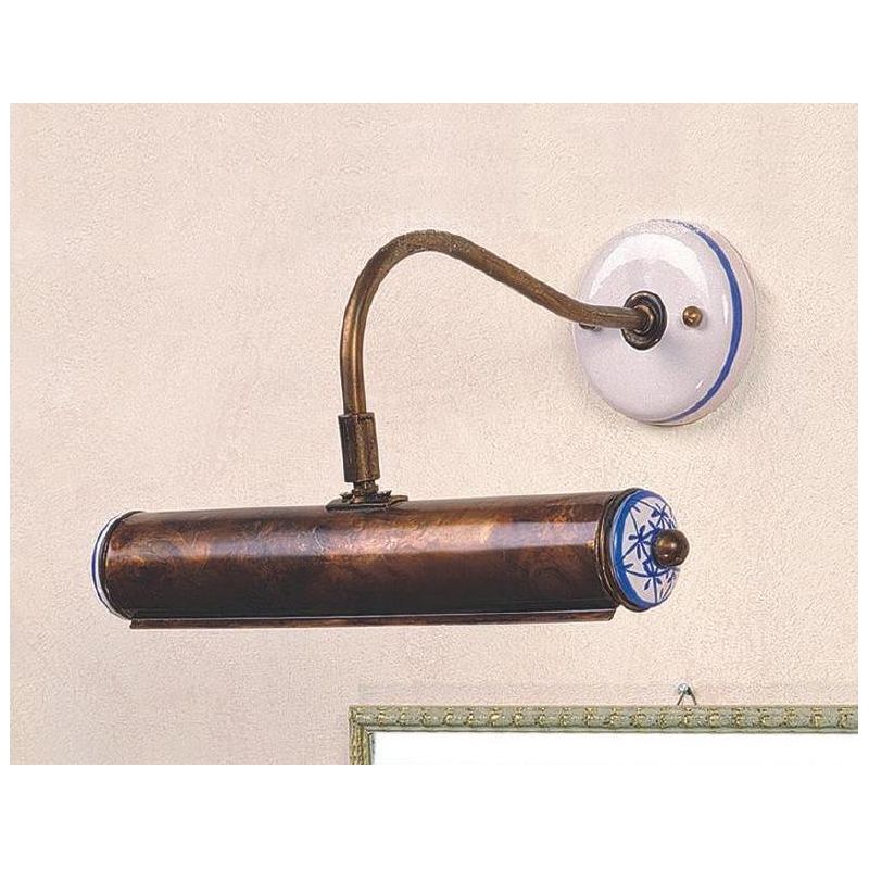 APPLIQUE RUSTICA SOPRA SPECCHIO O QUADRO IN OTTONE INVECCHIATO CON PARTICOLARI IN CERAMICA IMAS - Cristalensi Shop Online