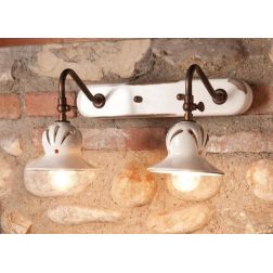 APPLIQUE 2 LUCI STILE RUSTICO IN TERRACOTTA E OTTONE INVECCHIATO DELLA IMAS IMAS - Cristalensi Shop Online 2